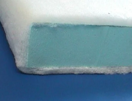 Upholstery foam wrapped with polyester batting