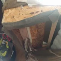 Exposed OSB and stapled sofa frame construction